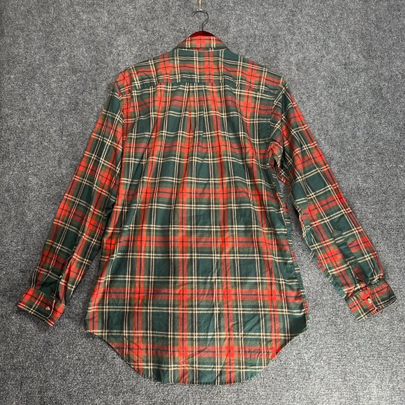 Brooks Brothers Shirt Mens Medium Button Down Red Green Plaid Cotton Pocket - Picture 7 of 8